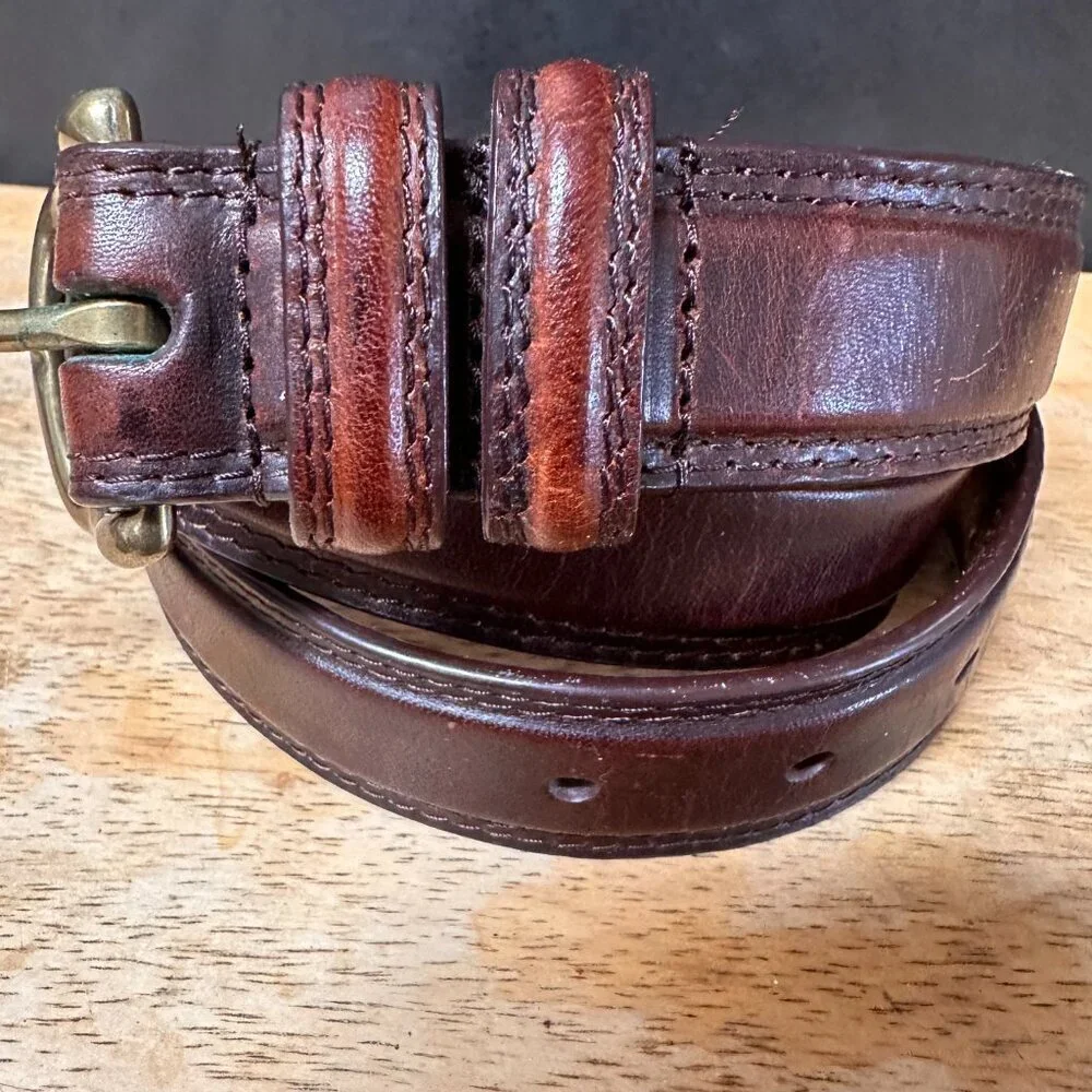 Vintage Mahogany Oil Tanned Cowhide  brass Buckle Mens Size Large 34-36